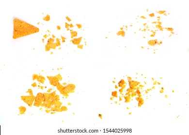 Crumbs From Mexican Chips On A White Background