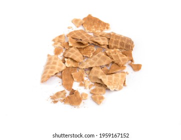 Crumbs From A Waffle Cone On A White Background