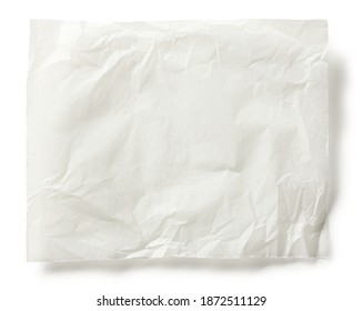 Crumoled Sheet Of Baking Paper Isolated On White Background, Top View