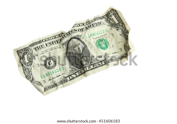 Crumpled Banknote On White Isolated Background Stock Photo 451606183 ...