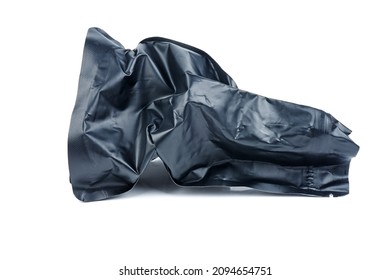 Crumpled Black Paper Bag On White Background