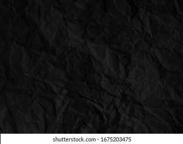 Crumpled Black Paper Texture Background