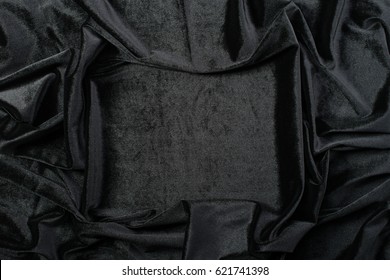 Crumpled Black Velvet Texture Background