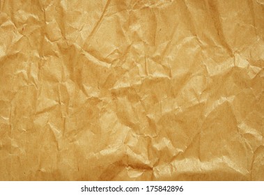 Crumpled Brown Craft Paper For Background