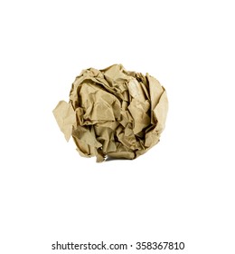 Crumpled  Brown Paper Ball Isolated