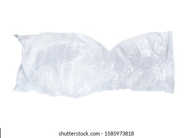 Crumpled Clear Plastic Bag Isolated On White Background