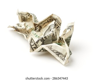 Crumpled dollar isolated on white background