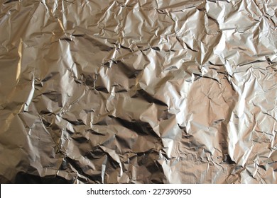 Crumpled Foil Food. The Metal Foil With A Dent.