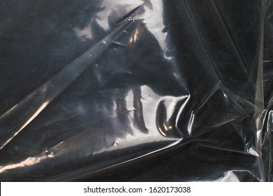 Crumpled Glossy Dark Polyethylene Texture