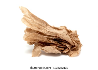 Crumpled Greasy Paper Bag On White Background