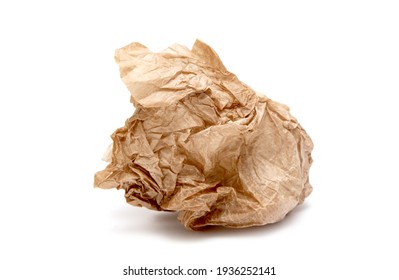 Crumpled Greasy Paper Bag On White Background