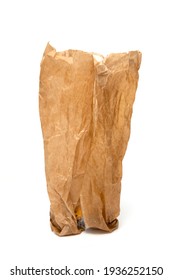 Crumpled Greasy Paper Bag On White Background