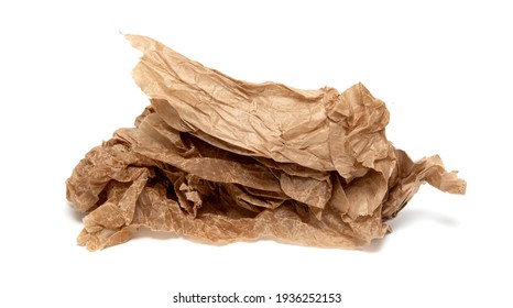 Crumpled Greasy Paper Bag On White Background