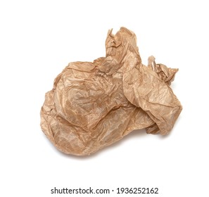 Crumpled Greasy Paper Bag On White Background