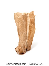 Crumpled Greasy Paper Bag On White Background