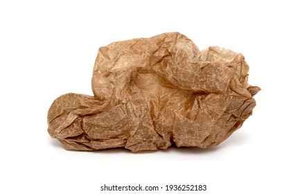 Crumpled Greasy Paper Bag On White Background