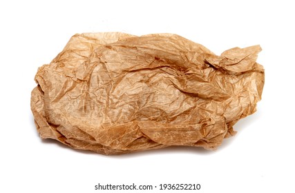 Crumpled Greasy Paper Bag On White Background