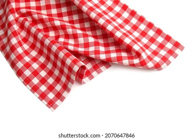 Crumpled napkin food advertisement element. Checkered red cloth,picnic towel isolated. Traditional country dishcloth. Gingham clothing. - Powered by Shutterstock