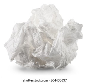 Crumpled Napkin On White Background. Clipping Path