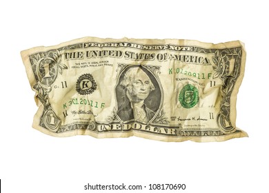 Crumpled One Dollar Bill
