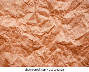 Crumpled Orange Paper Background, Texture