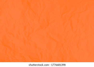 Crumpled Orange Paper Texture For Background