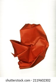 Crumpled Orange Red Paper Ball