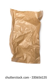 Crumpled Paper Bag With Grease Spots Isolated On White