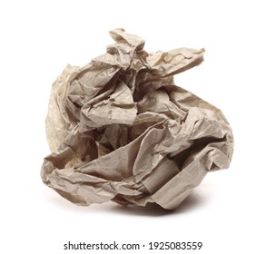 Crumpled Paper Bag Isolated On White Background