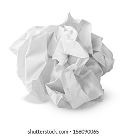 Crumpled paper ball isolated on white with clipping path