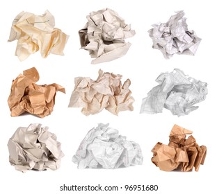 Crumpled Paper Balls Isolated On White