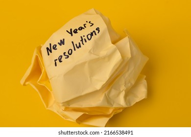 Crumpled Paper With New Year's Resolutions. The Concept Of Failure At The Beginning Of A New Life.