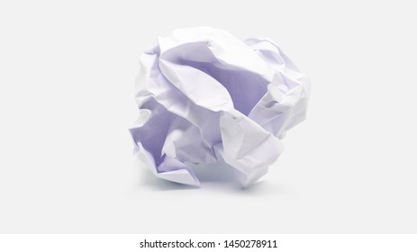 Crumpled Paper Texture. White Crumpled Paper Texture For Background. Crumpled Paper Ball Isolated On White Background.