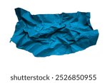 Crumpled paper texture. Wrinkled blue paper background. Recycled kraft paper used in packaging, wrapping objects. Crushed, used paper isolated on a white background. sandwich wrapper. Blue azure, navy