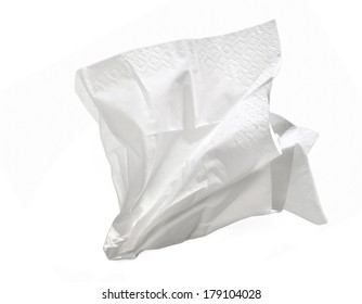 crumpled paper towels on a white background