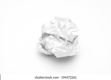 Crumpled Up Paper Wads  Isolated On White Background. Writing Concept