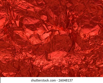 Crumpled Red Metallic Foil