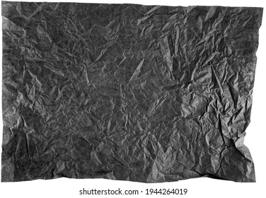 Crumpled Texture Of Black Paper. Crumpled Tracing Paper. Deep Black Paper Texture