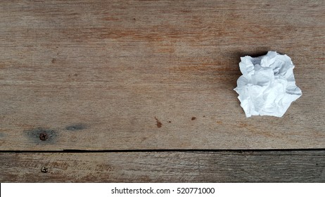 Crumpled Tissue Paper On Wood Background