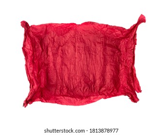 Crumpled Tissue Paper Texture Background. Red Wrinkled Rolling Cigarette Paper. Thin Wrapping Paper, Creased Crimson Page