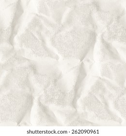 Crumpled Wet White Paper Texture, Grunge Background, Seamless Pattern. 