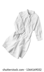 Crumpled White Cotton Dress On White Background