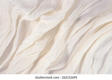 Crumpled White Fabric Close Up 