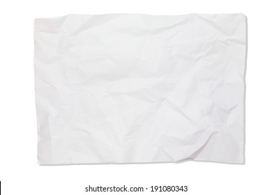 Crumpled White Paper Isolate On White Background