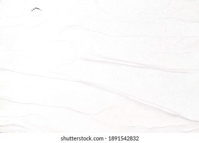 Crumpled white paper texture, damp bonded paper with wrinkles