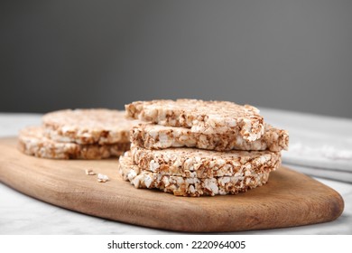 Crunchy Buckwheat Cakes On Wooden Board, Closeup