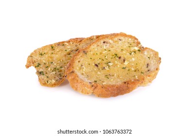 Crunchy Garlic Bread On White Background