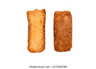 Crunchy Rusk or Toast for healthy life, Traditional biscuit , toast bread, crunchy toast, crispy milk rusk , isolated on white background