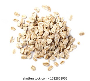 Crunchy Rye Grain Cereal For Breakfast Isolated On White Background, Top View