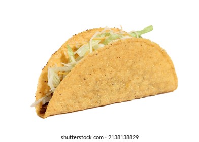 Crunchy Taco With Meat Isolated On White Background